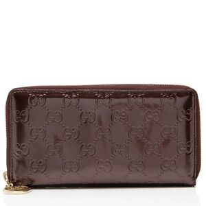 Gucci Patent Leather Guccissima Signature Zip Around Wallet